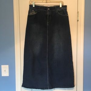 Long denim skirt